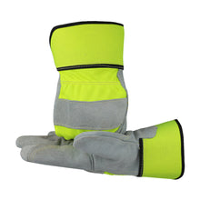 Load image into Gallery viewer, Hi-Viz Grade A/B split cowhide double layered palm gloves - Size L