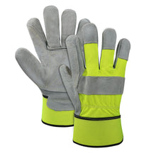 Load image into Gallery viewer, Hi-Viz Grade A/B split cowhide double layered palm gloves - Size L
