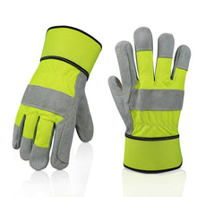 Load image into Gallery viewer, Hi-Viz Grade A/B split cowhide double layered palm gloves - Size L
